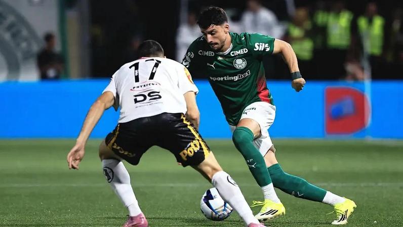 Piquerez em ação em Palmeiras x Novorizontino na Arena Barueri pela final do Paulistão (Foto: Ettore Chiereguini/ Agif/Gazeta Press)