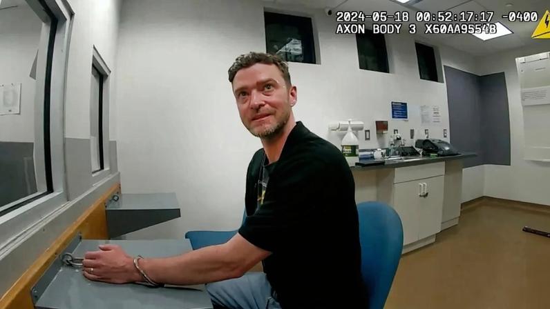 Justin Timberlake after his arrest by police in Sag Harbor, NY.