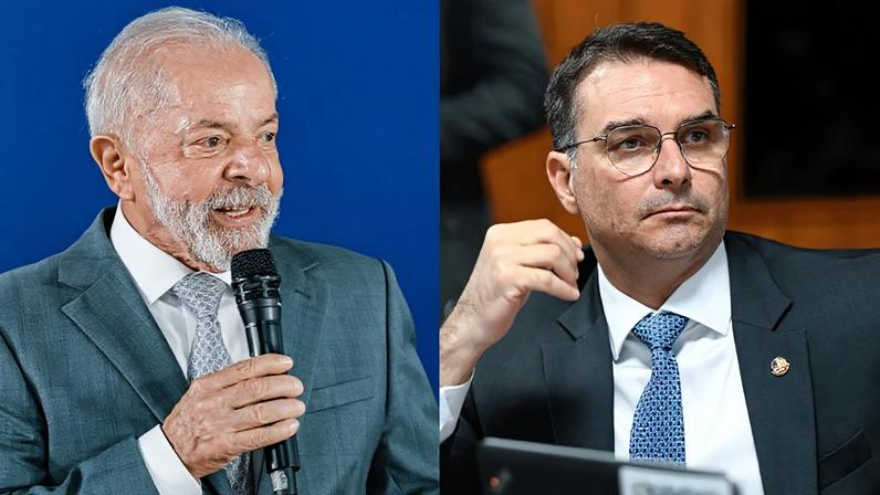 Presidente Lula (PT) e senador Flávio Bolsonaro (PL)