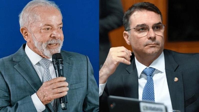Presidente Lula (PT) e senador Flávio Bolsonaro (PL)