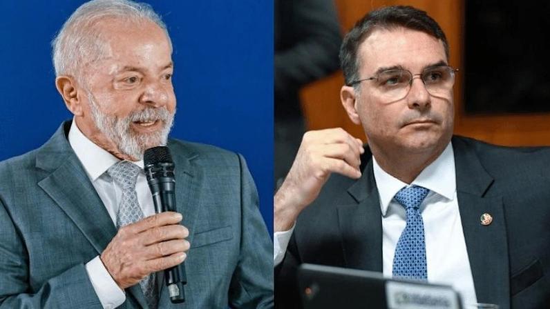 Presidente Lula (PT) e senador Flávio Bolsonaro (PL)