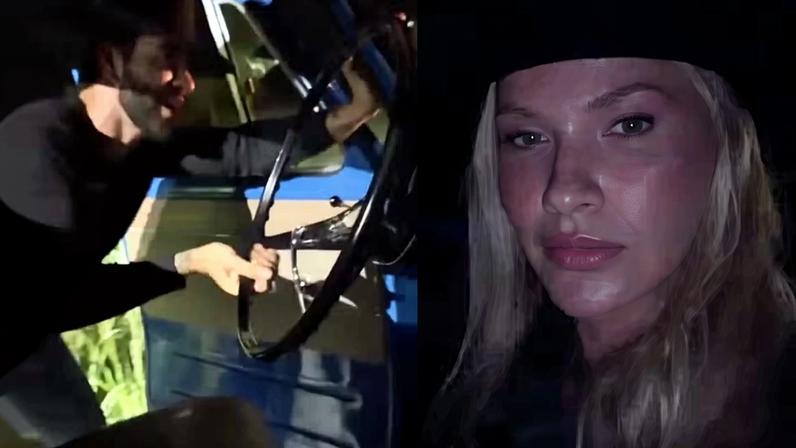 Andressa ri ao ver Gusttavo Lima empurrando caminhonete antiga à noite