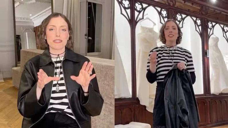 Fabi Justus prova vestidos em Paris e diz ter encontrado o ideal