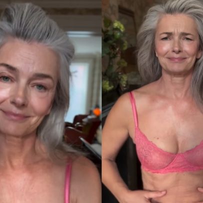 Paulina Porizkova posa de lingerie aos 60 anos e diz gostar de si mesma