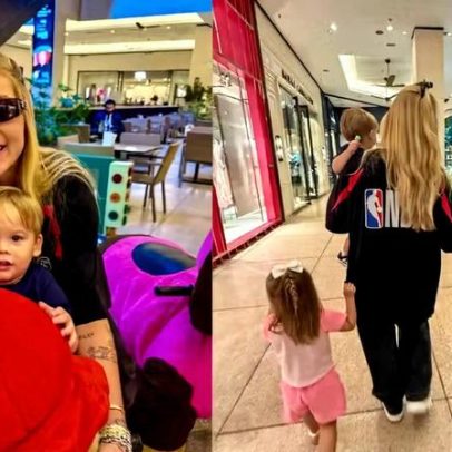 Virginia passa tarde em shopping de São Paulo com os filhos