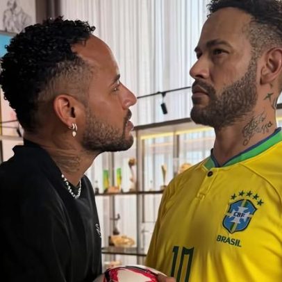 Neymar fica impressionado com estátua hiper-realista e diverte Bruna Biancardi