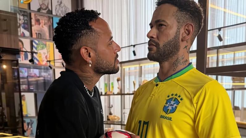 Neymar fica impressionado com estátua hiper-realista e diverte Bruna Biancardi