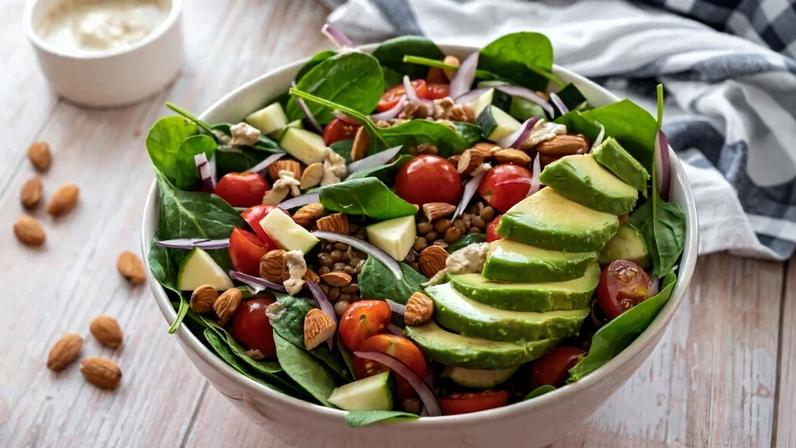 Salada de lentilha com espinafre e abacate (Imagem: Enol Carbajo | Shutterstock)