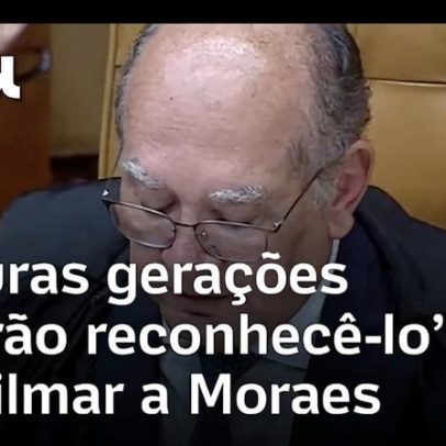 Gilmar Mendes emociona-se ao homenagear Moraes