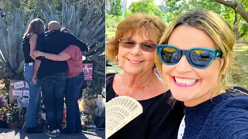 Savannah Guthrie e irmãos visitam memorial em homenagem à mãe, Nancy Guthrie, desaparecida desde fim de janeiro — Foto: Reprodução/News Nation