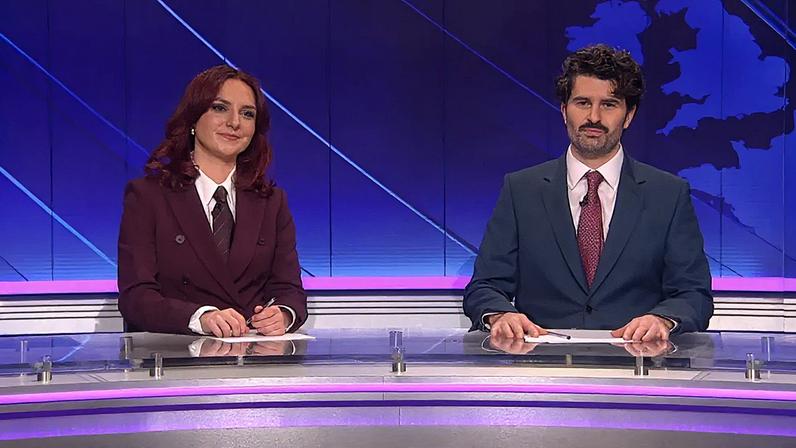 “SNL UK” Weekend Update hosts Ania Magliano and Paddy Young took aim at Andrew-Mountbatten-Windsor.