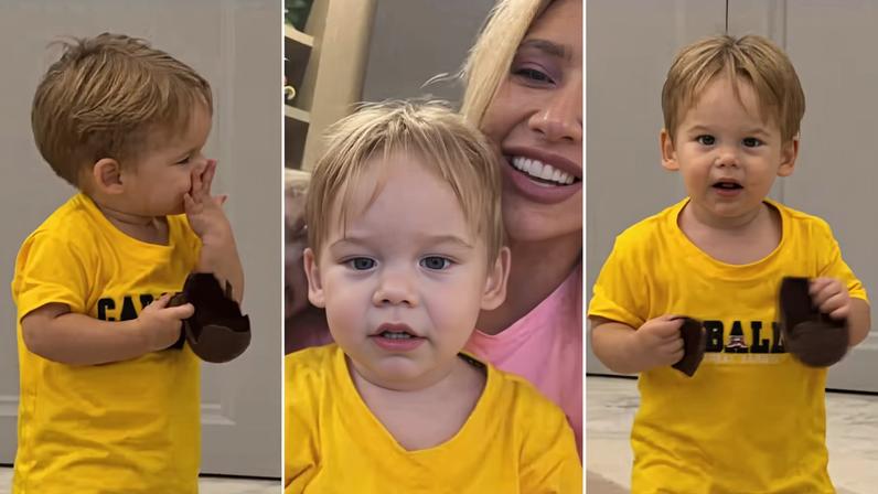 Virginia Fonseca mosta José Leonardo empolgado com ovo de páscoa — Foto: Reprodução/ Instagram