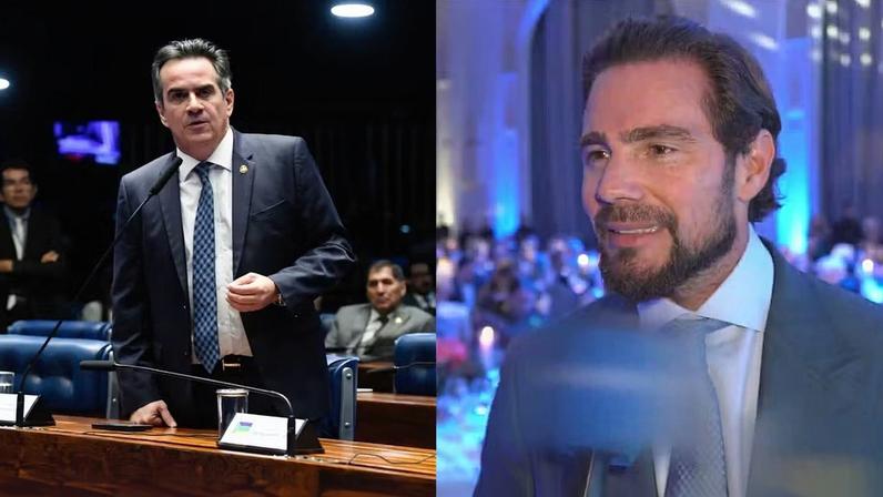 Em uma das mensagens trocadas pelo casal, Daniel Vorcaro explica quem é Ciro Nogueira (à esquerda) para a namorada. — Foto: Jefferson Rudy/Agência Senado/Reprodução/TV Globo