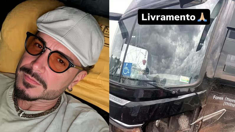 Latino e equipe sofrem acidente de ônibus em rodovia no interior de SP — Foto: Reprodução | Instagram