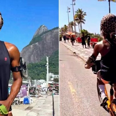 Adriana Bombom cai de bicicleta na orla de Ipanema e sofre ferimentos