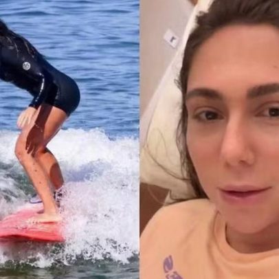 Carol Portaluppi enfrenta perrengue ao urinar no mar com traje de borracha