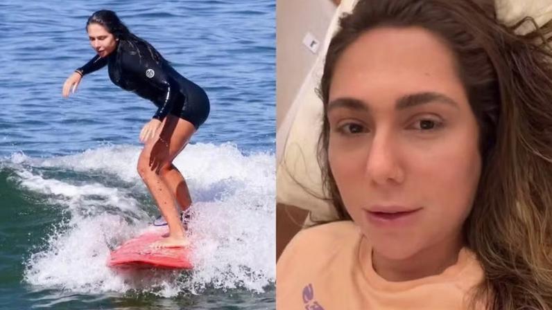 Carol Portaluppi enfrenta perrengue ao urinar no mar com traje de borracha