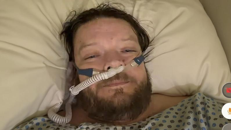 “Pawn Stars” star Corey Harrison (seen here in the hospital after his crash) is begging fans for help paying his medical bills after his scary motorcycle accident.