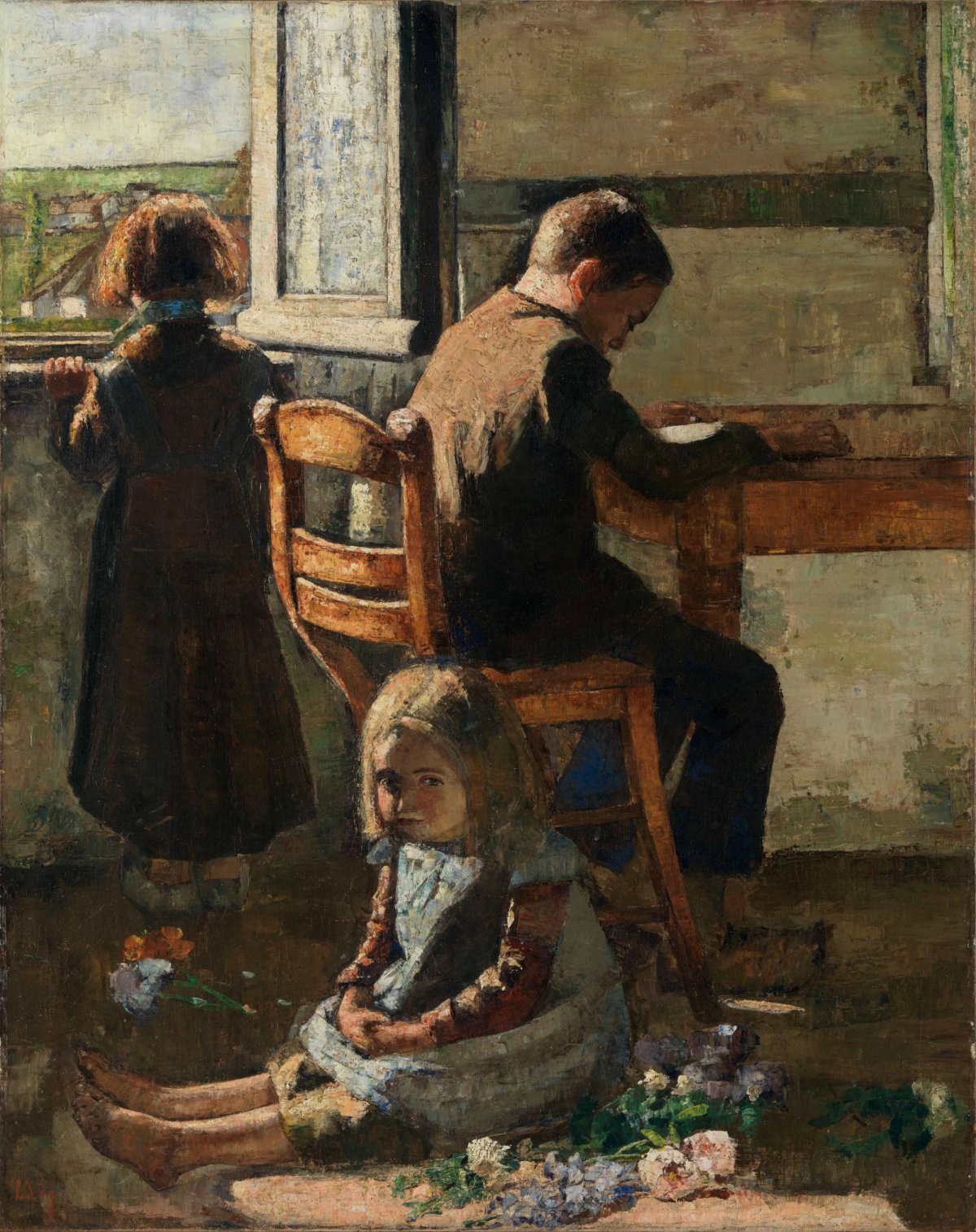 Lesser Ury, *Interior with Children (the Siblings)* (1883)