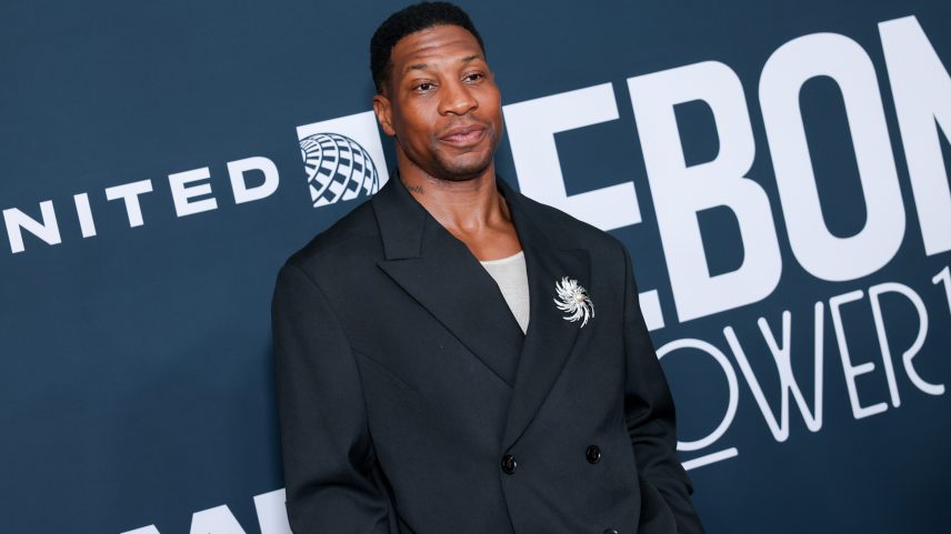 Jonathan Majors (pictured here in 2025) and his co-star JC Kilcoyne recently fell through a window while filming an upcoming movie.