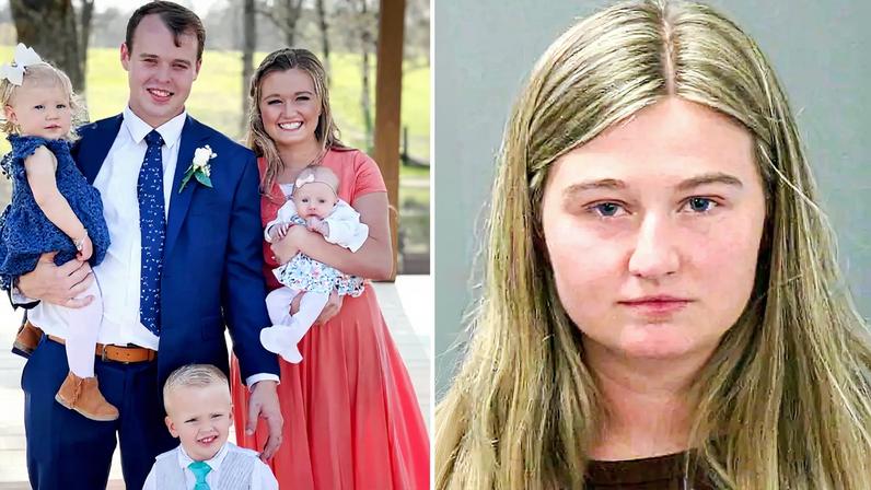 Kendra Duggar (seen above with three of her kids and her husband) cried over not having custody of her four kids during a post-arrest phone call with her husband, Joseph Duggar.