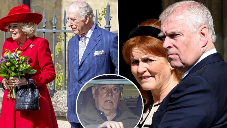 Former Prince Andrew and Sarah Ferguson at Easter on the Sandringham Estate in Norfolk, England.