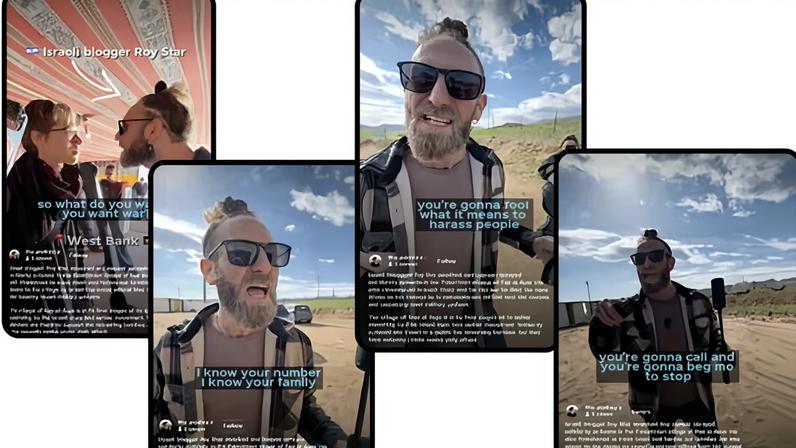 Stills from a video posted by a leftwing activist showing the ultranationalist influencer Roi Star on 21 January. Star’s account has been removed by TikTok.