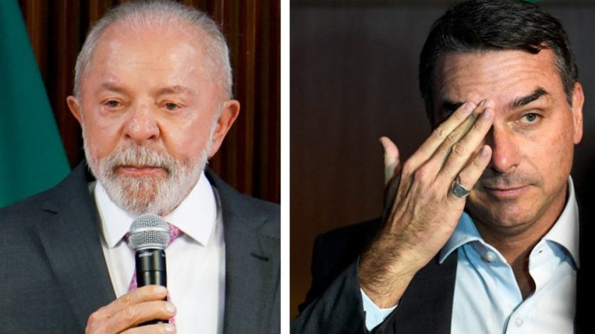Lula e Flávio Bolsonaro. Fotos: Sergio Lima/AFP e Daniel Ramalho/AFP