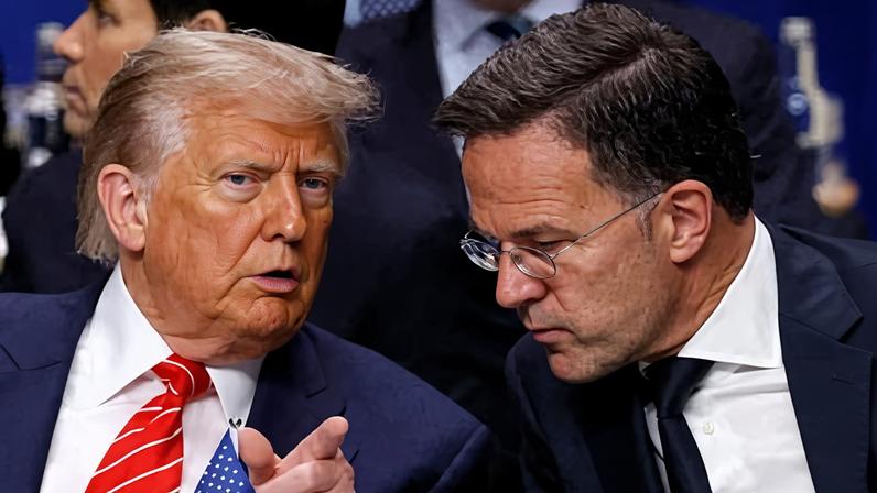 Donald Trump and Mark Rutte at a Nato summit in The Hague, Netherlands last June.