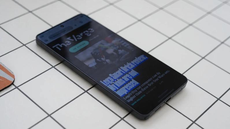 Samsung Galaxy S26 Ultra with privacy display on, screen is dim but still visible