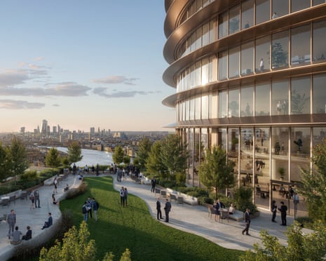 The planned £3bn tower for JP Morgan Chase at Riverside South in London’s Canary Wharf.