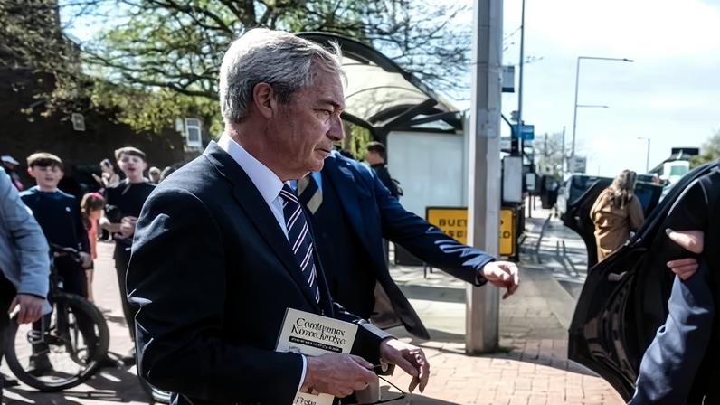 Nigel Farage visited Bedworth in Warwickshire on Tuesday to hold a press conference.