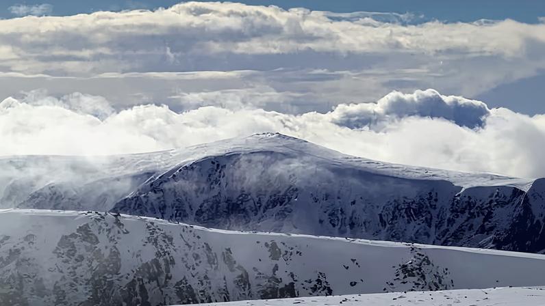Snow in the Cairngorms. Some train and ferry services in Scotland and Northern Ireland were cancelled after Storm Dave’s windy conditions hit.
