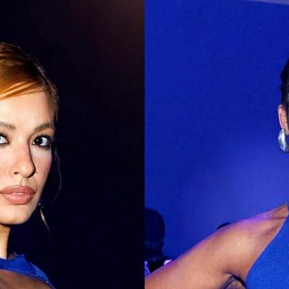 Ex-BBBs apostam em azul vibrante com recortes e textura em festa temática