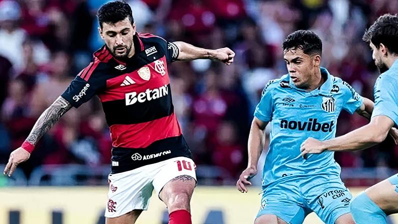 Flamengo em ação contra o Santos