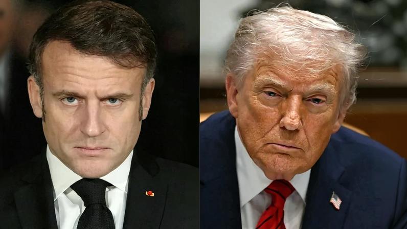 Os presidentes da França, Emmanuel Macron, e dos Estados Unidos, Donald Trump – fotos: Thibault Camus e Andrew caballero-Reynolds/AFP