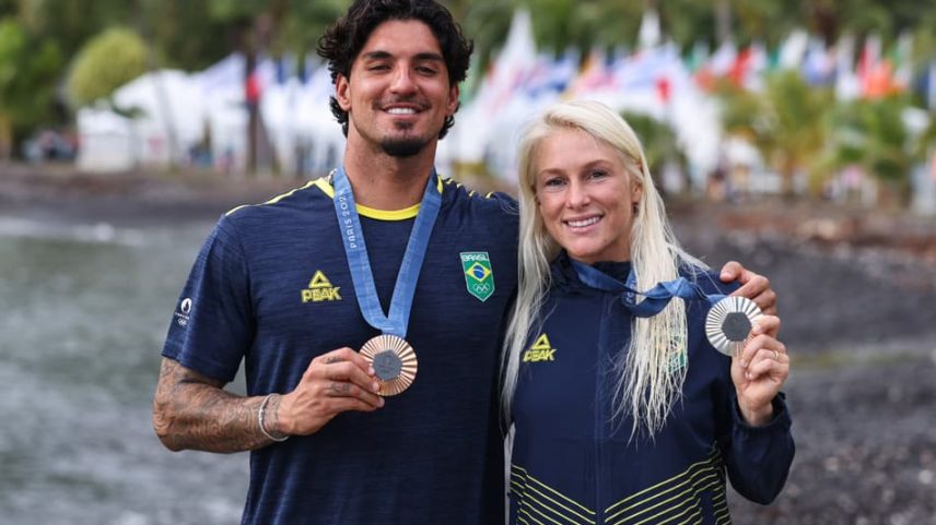Gabriel Medina e Tati Weston-Webb, medalhistas olímpicos nos Jogos de Paris (Foto: Divulgação / COB)