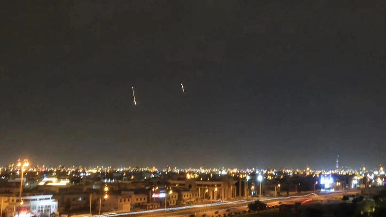 Missiles are seen in the skies over Doha on March 3.