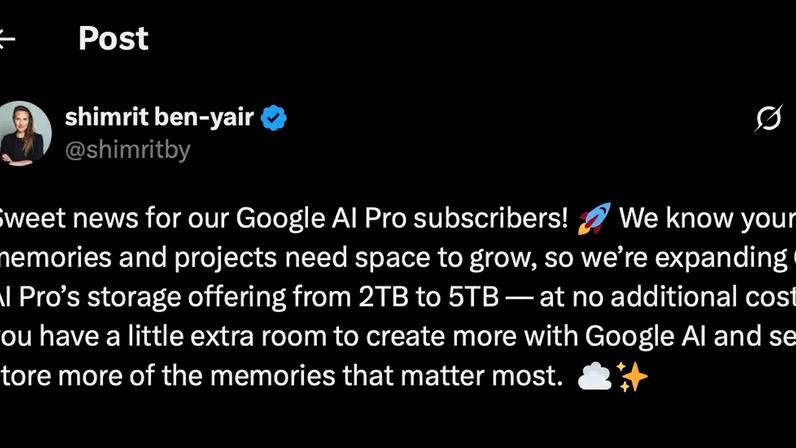 Plano AI Pro do Google ganha upgrade de armazenamento