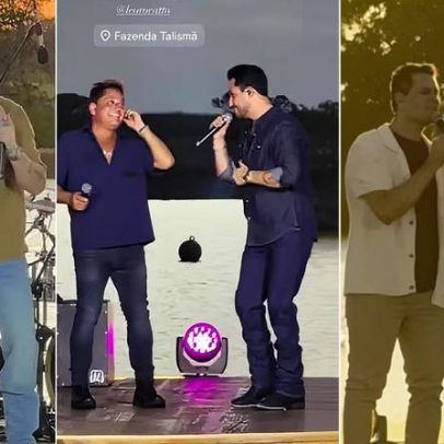 Matheus Vargas canta com Leonardo e irmãos ao gravar DVD na Fazenda Talismã