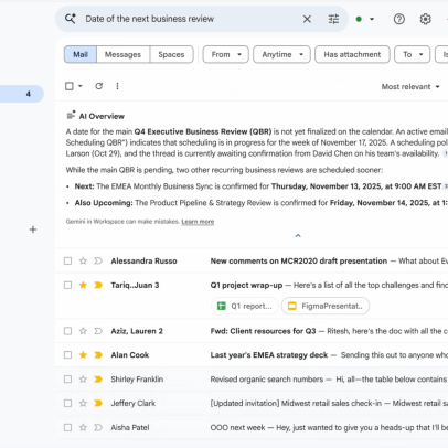 Gmail AI Overviews chega a usuários corporativos