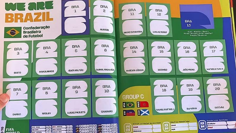 Página da Seleção Brasileira no álbum da Copa do Mundo