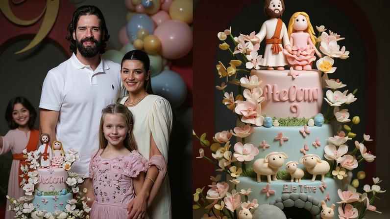 Alisson Becker e a esposa, Natália Becker, e a filha Helena — Foto: Reprodução/Instagram