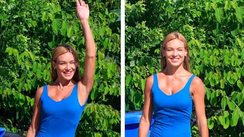 Ex-BBB Bárbara Heck acena ao notar paparazzi na orla do Rio