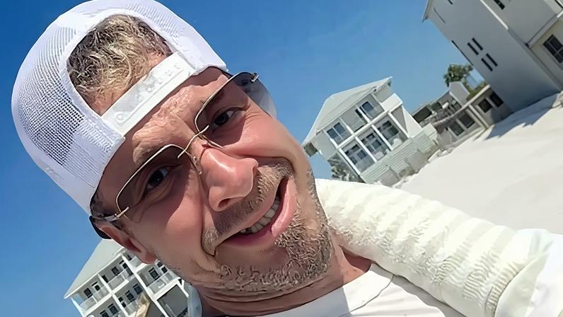 Brian Littrell (pictured here during the incident) called his neighbor “gay” and a “p—y” during a heated beach trespassing dispute last month.