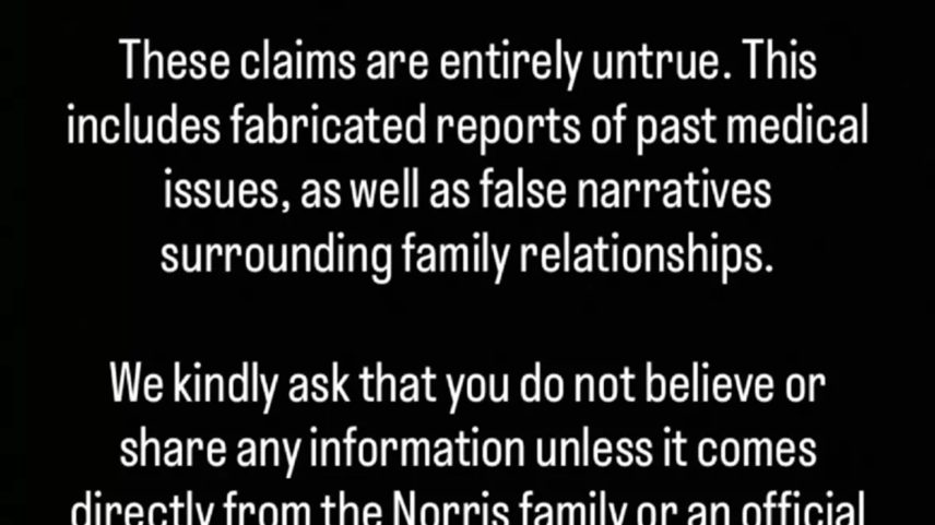 Chuck Norris’ family released a statement (pictured above) slamming false claims about the actor’s death.