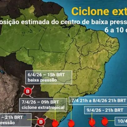 Ciclone extratropical e frente fria devem provocar temporais no país, entenda
