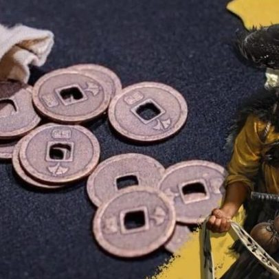Equipe de Ghost Of Yotei usa moedas da edição de colecionador para testar Zeni Hajiki