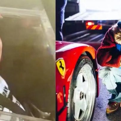 Hamilton faz drift com Kim Kardashian em Ferrari durante torneio no Japão