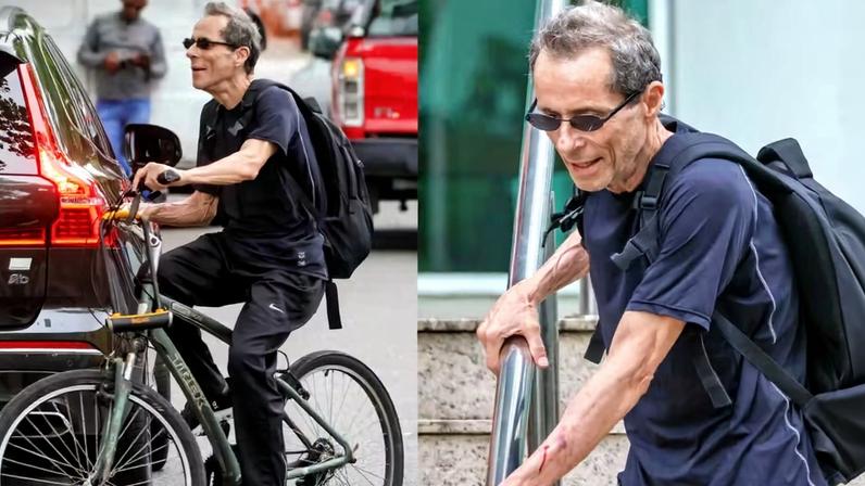 Tony Belloto pedalando no Rio de Janeiro — Foto: Agnews/Dan Delmiro
